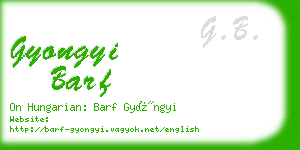 gyongyi barf business card